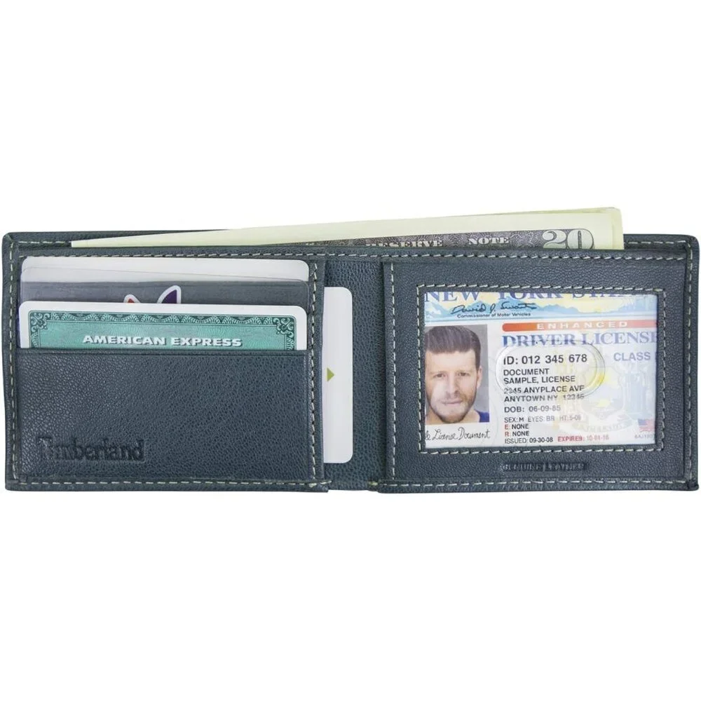 Men's Blix Genuine Navy Leather Billfold Slip Pocket Designed Wallet One Size